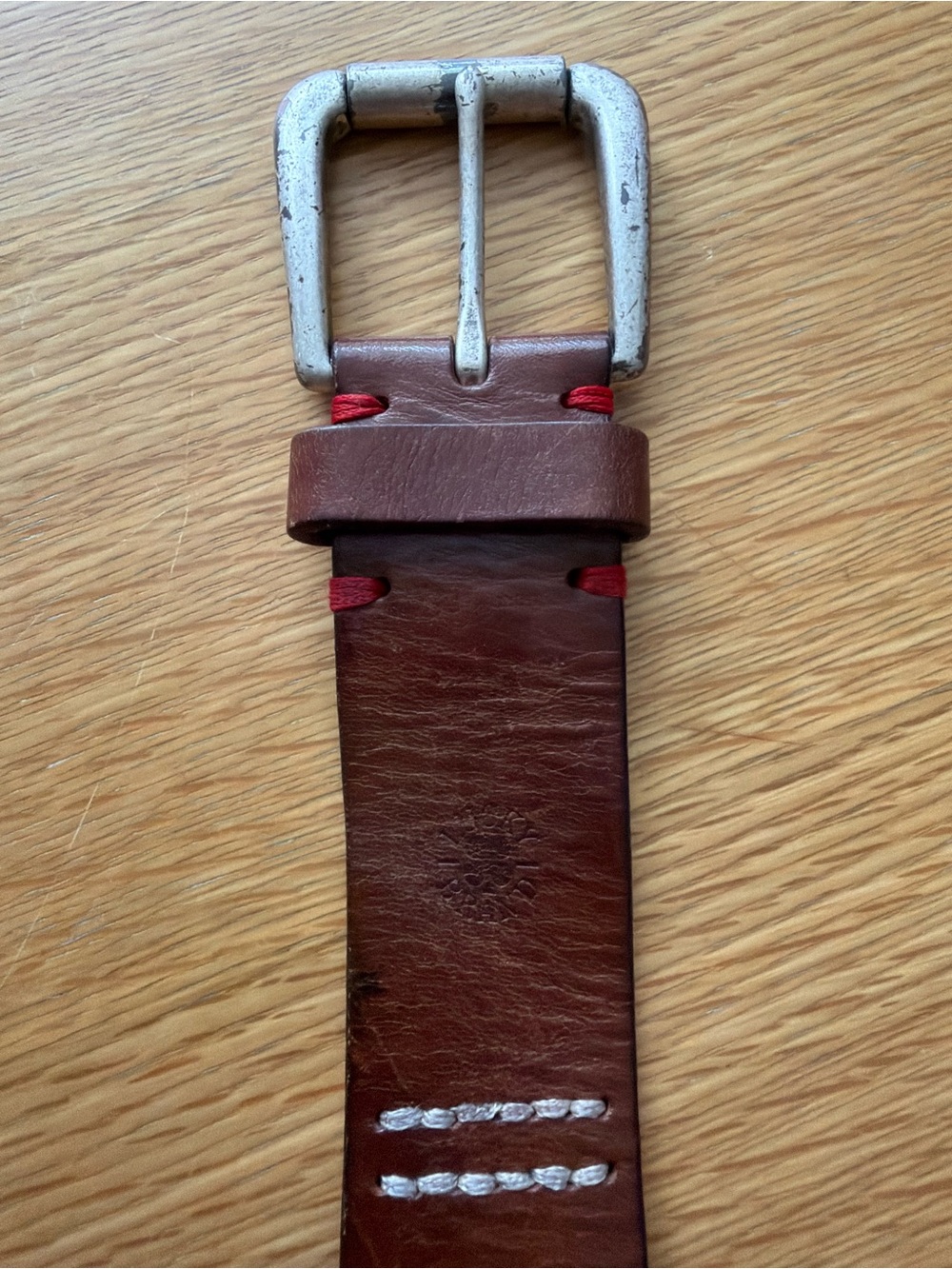 Lucky Brand Brown Leather Belt with Silver Buckle and Stitching - Fall